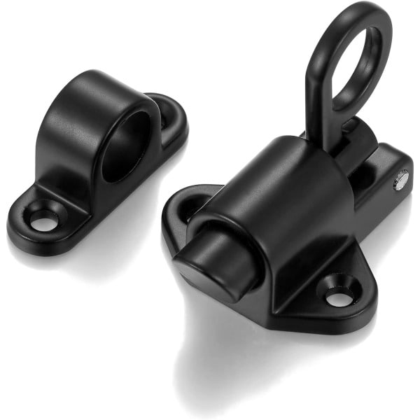 2-pack självlåsande dörrbultar, svarta fjäderbelastade dörrlås, fjäderbelastade bultspärrar i aluminiumlegering, säkerhetsautomatik