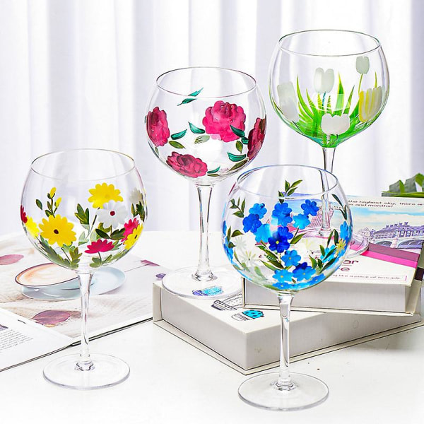 1. målat vinglas High-end glas kristall højt glas hushållsinsatser Nischglas vinglas A008