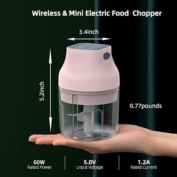 IC Elektrisk vitlökshackare minimatberedare 250 ml (rosa)