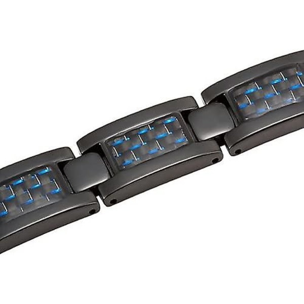 IC Blå kulfiber titan magnetisk armbånd justerbart, blå kulfiber sort titan magnetisk armbånd til mænd justerbart, magnetisk armbånd