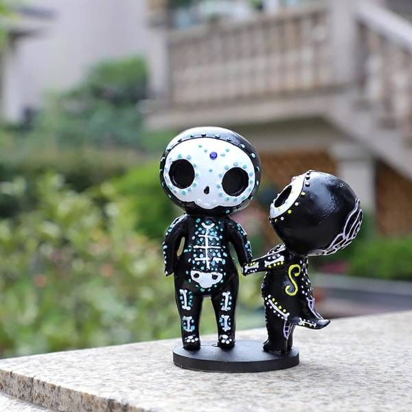 IC Sugar Skull Par Rose Figur Till Døden Harpiks Samleobjekt