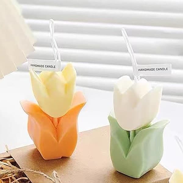 IC Tulip Blomsterlys Romantisk e Sojavoks Aromaterapi Lille Duft Pink