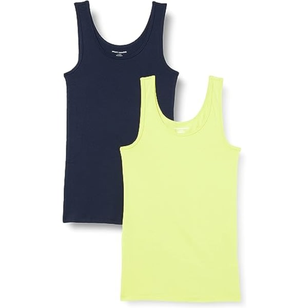 IC Slim-Fit Tank för kvinnor, paketti med 2 Mångsidig T-shirt för damunderkläder Ärmlös sportlinne med rund hals, nederdel (stor)