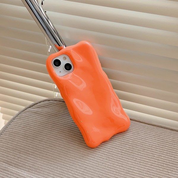 IC Orange iPhone-etui, Kompatibel med iPhone 13Pro Max, Moderigtigt Sød 3D-etui i enfarvet meteoritform, Stødsikker blødt TPU-etui til piger, kvinder