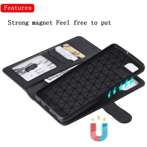 Samsung Galaxy A71 - 2i1 Magnetisk Skal / Pung Etui - Sort Sort Sort