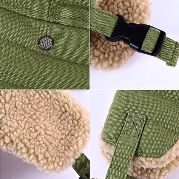 Vinter Aviator Hat, Fortykket Bomuld med Øreklapper, One Size, Grøn