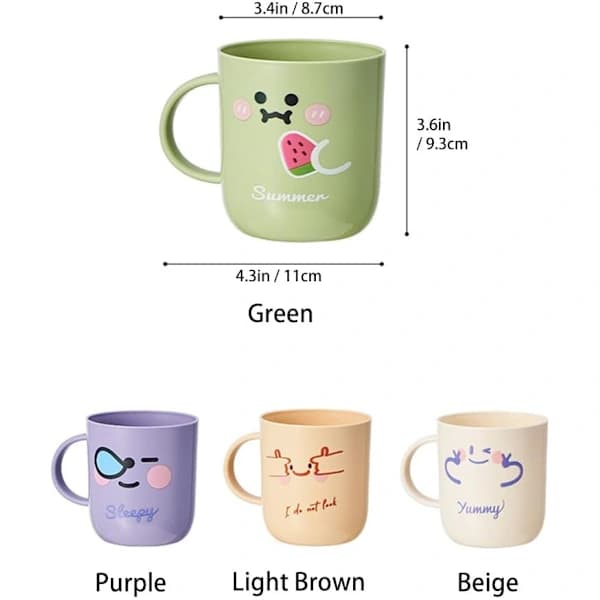 4 Pcs Bathroom Cups with Handle, Cute Toothbrush Cups for Kids, Unbreakable Toothbrush Holders, Reusable Drinking Cups Plastic Mouthwash Cup Bat