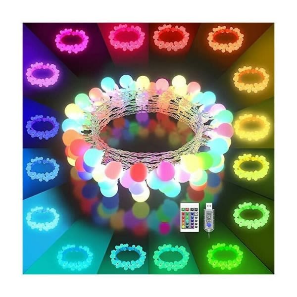 LED-slingor - 16 färger ändras 50 LED-bollar inomhus Fjärrkontroll Strängljus Flerfärgade dekorativa lampor