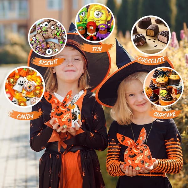 100 stk Halloween slikposer - 2 design slikposer til børn