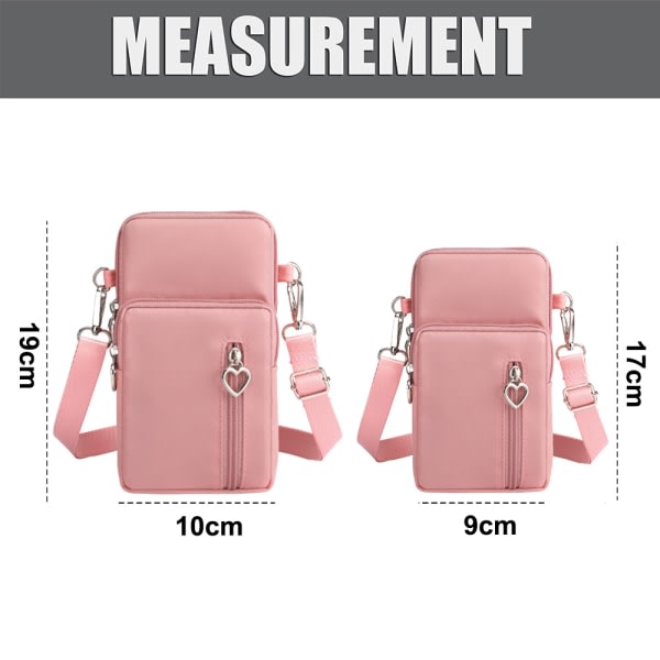 2-pack Telefonväska Handväska Plånbok Crossbody-väska Lättviktsfickor Rosa