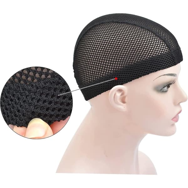 IC 2 kpl Musta Spandex Mesh Dome Peruukkihattu