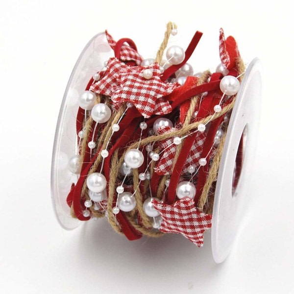 IC 2 rullar 3 stativ Design Röd konstgjord pärlband fläckband och snöre för julgransdekoration