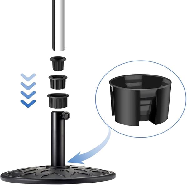 Universal Patio Parasolfod Reduktionsring Sæt Med M8 Udskiftningsskrue, HDPE Plast Til Have Balkon Pool Strand, Sort