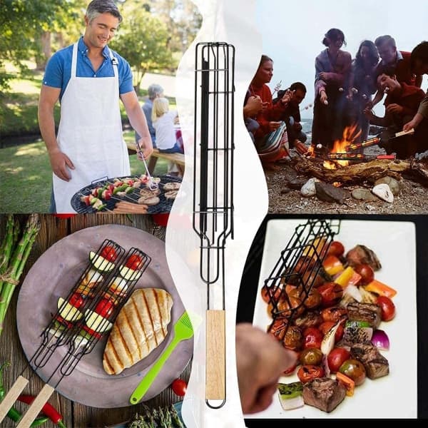 IC 2 stk. opgraderet Kebab BBQ-kurv, BBQ Grillspyd