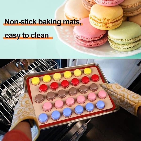 **Gjenbrukbar Makron Bakematte - 2 Stykker, Non-stick Belegg** *Gjenbrukbare Bakeputer for Kjeks, Brød og Pizza*