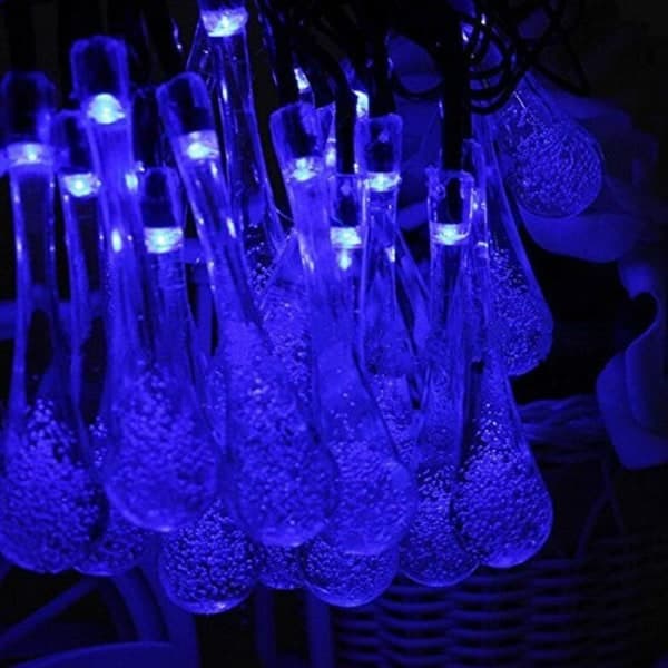 IC 6,5M 30 LED Utendørs Solcelle Blå LED Vanntett Batteridrevet
