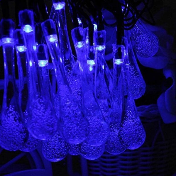 IC 6,5M 30 LED Utomhus Solcellsdriven Blå LED Vattentät Batteridriven