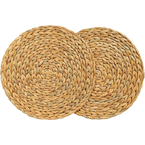 IC Naturlig bordsplass Handlaget vannhyasint vevd bordsplass rund Gul 38cm