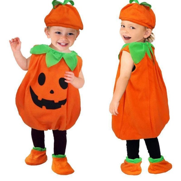 Halloween pumpa kostym set, unisex söt Halloween Cosplay kostym 130cm