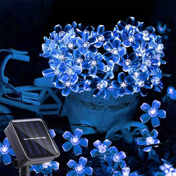 IC Utomhus Solar Flower String Lights Vattentät 50 LED Fairy Light Dekorationer för Julgran Trädgård Uteplats Staket Yard Vår