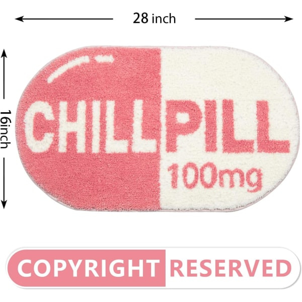 IC Rolig Sød Chill Pill Bademåtte Lille Rosa Badeværelsesmåtter Preppy Badeværelsesindretning Æstetisk Bademåtte Skridsikker Vaskbar Vandabsorberende