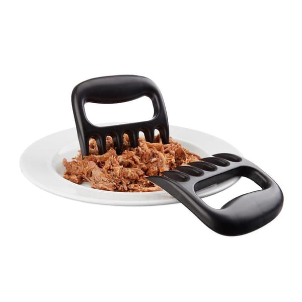 relaxdays köttklor set om 2 - köttklor för pulled pork - grillklor - svart