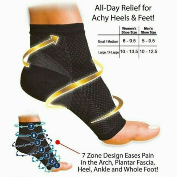 2 par fotstøttestrømper Plantar Fasciitis kompresjonsstrømper S/M