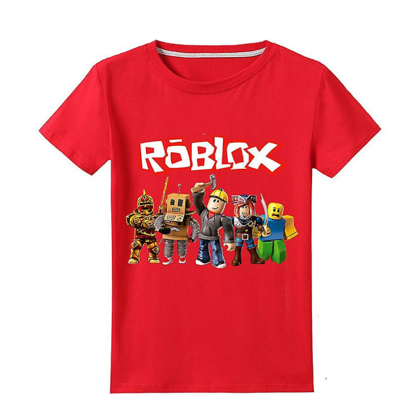5-12 år Barn Roblox Kortärmad T-shirt Bästa presenten til jul Röd 9-10 ?r