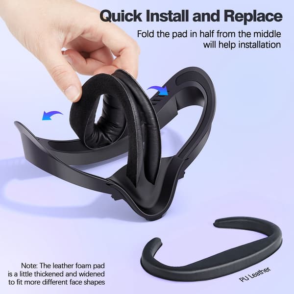 VR-headset ansigtsgrænsefladeudskiftning, åndbar PU-læderpolstring, silikone næsebeskytter, til Valve Index VR-gaming, sort
