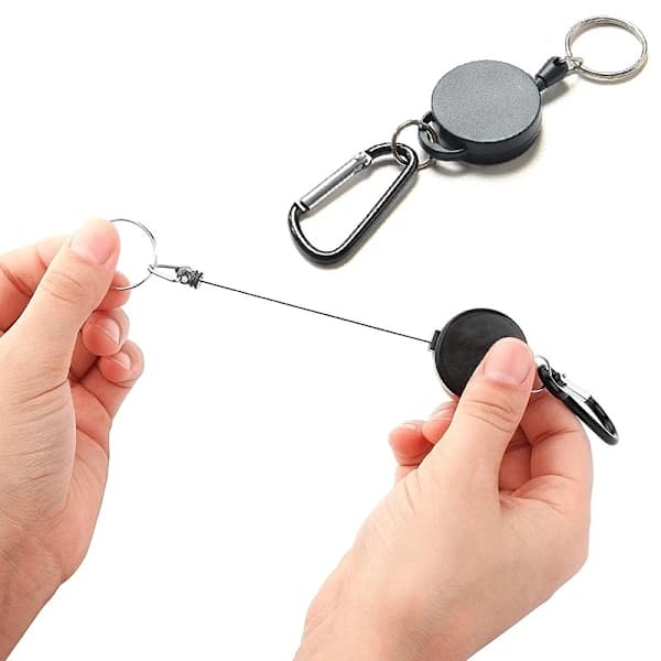2-pack - Retractable Keychain / Key Holder with Cord, Black