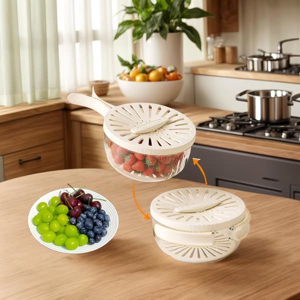 15 - 3cm - Fruit Strainer - Washing Bowl - Lid - that - twists - Foldable - Handle - Multifunctional - draining basket - Suitable