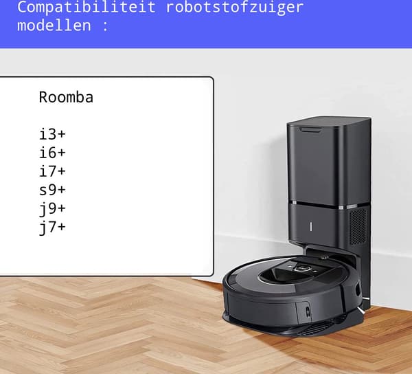 Robotstøvsugerposer, 6-pak ikke-vævede engangserstatningsposer med varmeforseglede sømme til iRobot Roomba i7, i3, E5, E6, S9 og J7