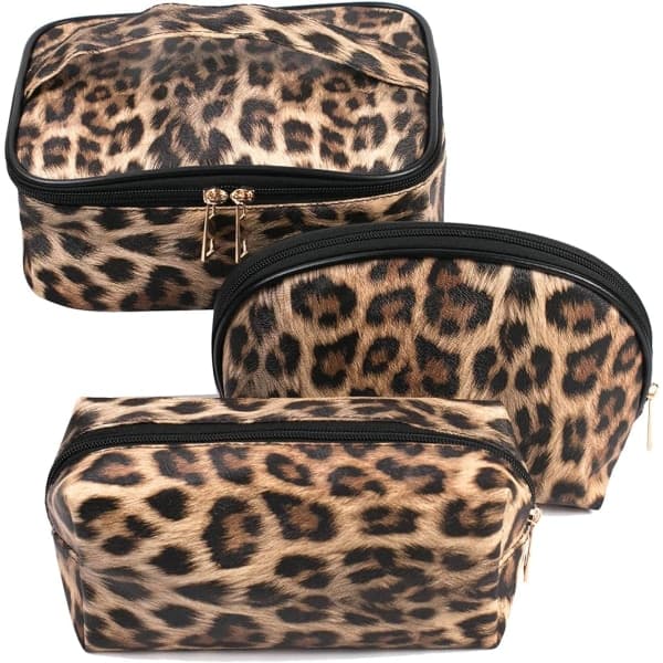 Sminkväska Leopard Resa Stor Toalettväska 3-pack Bärbar