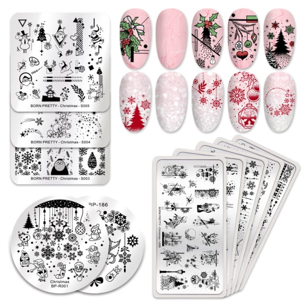 Rostfria nagelplattor Mall Nagellacksstämpling 17