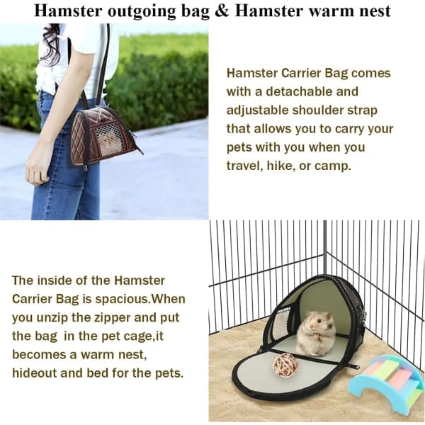 IC Bæretaske til små dyr hamster, bærbar udflugtspose i læder