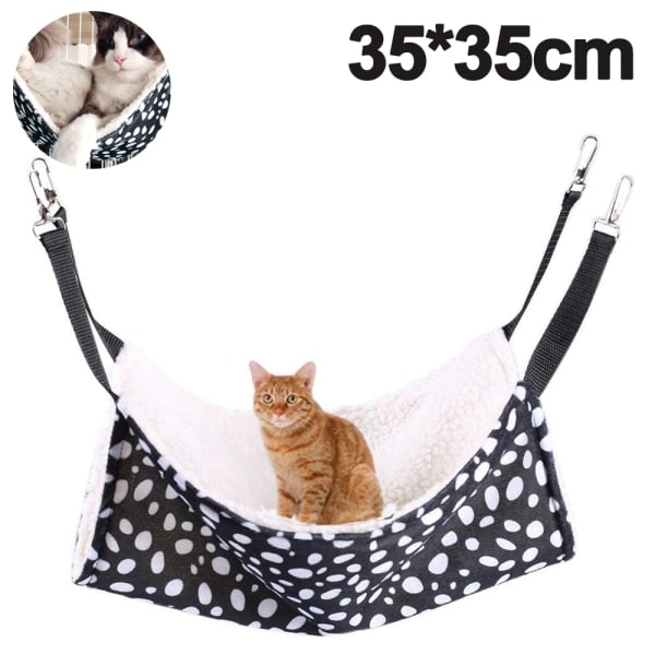 IC 35*35 mustavalkoinen pilkullinen riippumatto, lemmikkieläinten riippumatto häkkiin kissoille, pennuille, kaneille tai muille pienille eläimille.