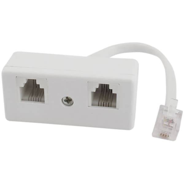 6P4C RJ11 Han til Dobbelt Telefonlinje Splitter Konnektor Adapter