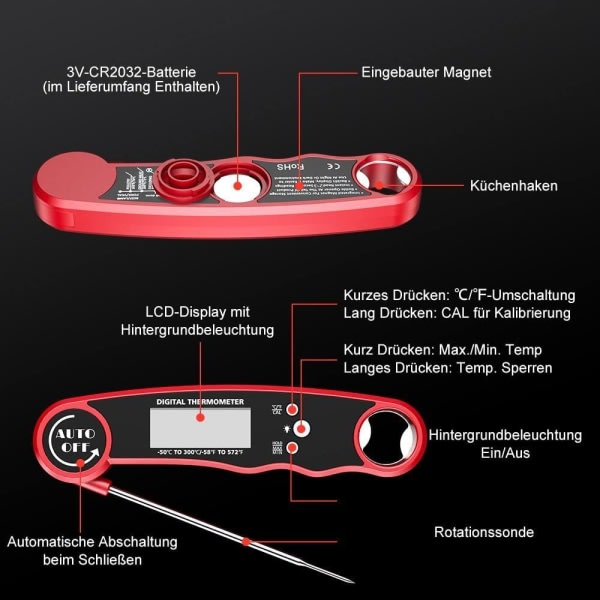 IC NOE Digital Kötttermometer, Köks Termometer för Snabb Avläsning