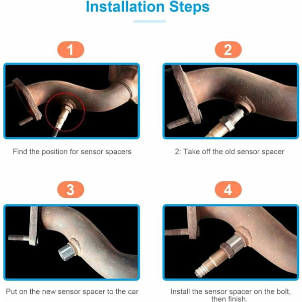 2 stk. Oxygen Sensor Extender Spacer til Bilmotor Udstødningssystemer M18 x1.5, 45mm Lambda Sensor
