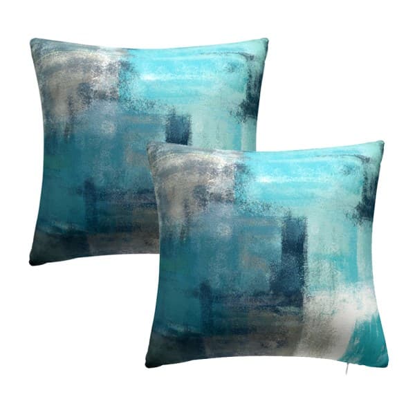 Kuddfodral Set med 2 i Turkos och Grå Konst, 45*45 cm