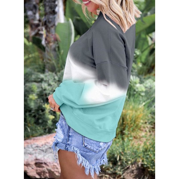 IC Eytino Langarmet Genser for Kvinner Colorblock Tie Dye Trykt