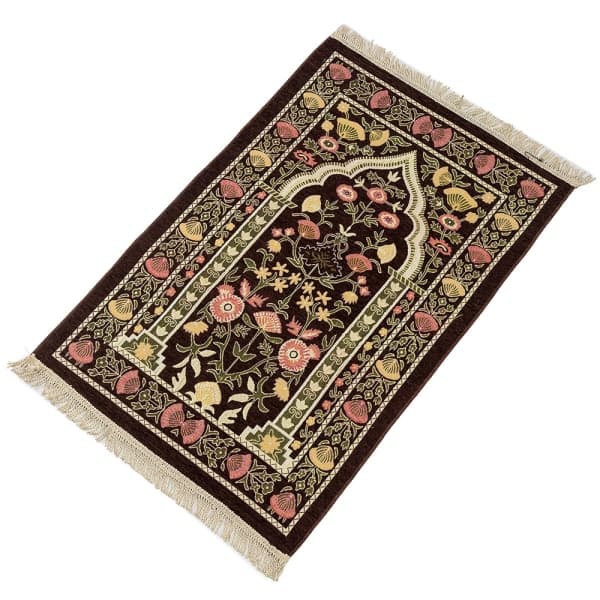 Islamsk bönematta i Chenille, tjock, blommig