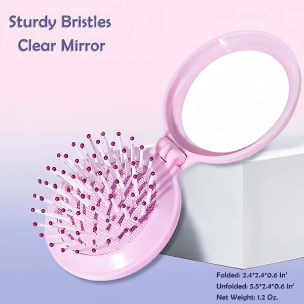 Comb with mirror, compact mirror with mini comb set, foldable comb for women.