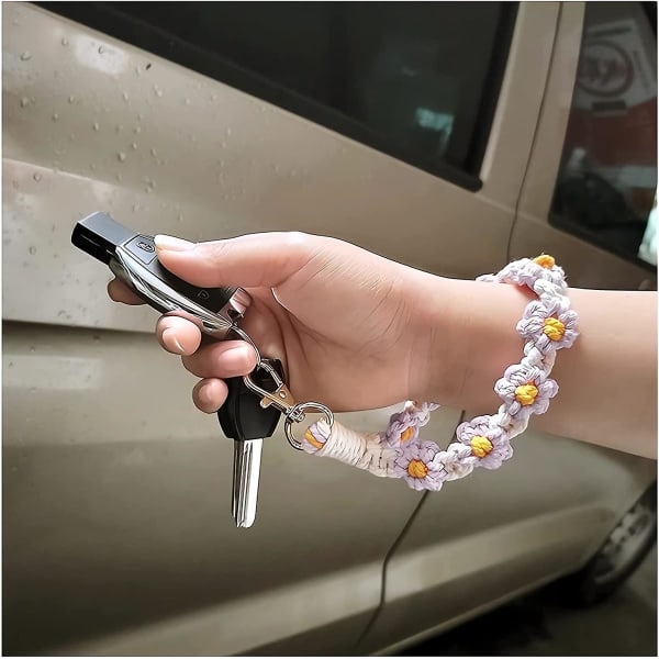 Makrame Nøkkelring Håndlaget Wristlet Nøkkelring Håndtak Snøre For Nøkler Søt Blomst Nøkkelring Nøkkelring For Kvinner IC