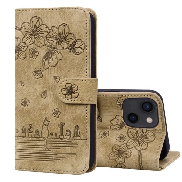 IC iPhone 15 Pro etui, pungetui i PU-læder (med stativfunktion), brun iphone15 pro