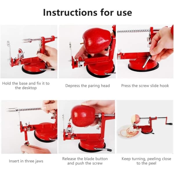 IC Apple Peeler Corer Slicer, 3 i 1 eplekutter i rustfritt stål