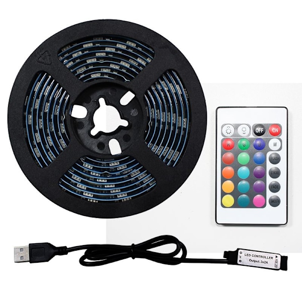 INF Vattentät LED-ljusremsa med fjärrkontroll 2,5 meter Svart Sort