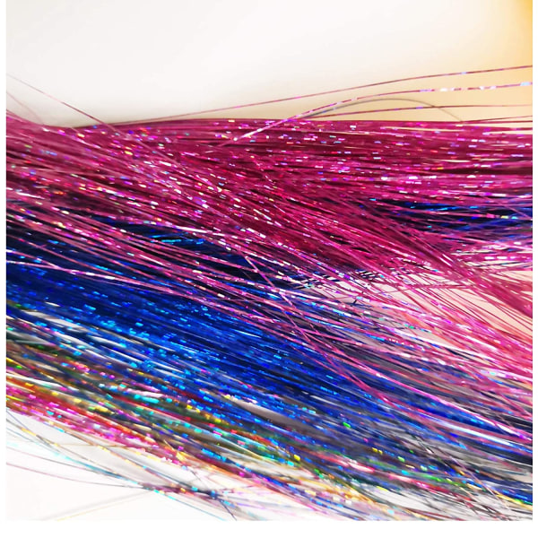 12 farger/2400 trådar Glitterhårsnodd med verktøy - festtillbehör