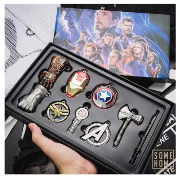 Silver Avengers Iron Man Nyckelring Captain America Nyckelring Thanos Metal Nyckelring Tillbehör Set IC