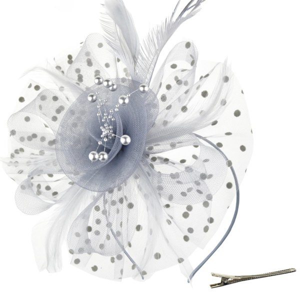 IC Hatt Blomst Mesh Bånd Fjer på et Pandebånd og en Gaffel Klemme Cocktail Te Party Hovedbeklædning til Piger og Kvinder